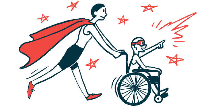 rare disease clinical trial participants | FAP News Today | Illustration of woman in cape pushing child in wheelchair