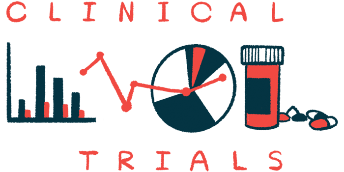 An illustration of charts and a pill bottle, illustrating the results of a clinical trial.
