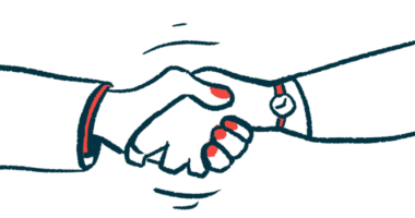 An illustration of two people's hands, showing a handshake.