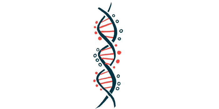 A strand of the DNA double helix is shown.