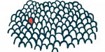 Illustration of a lone rare person in a crowd.