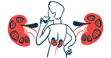 An illustration highlights the human kidneys, showing them both inside and outside the body of a person seen from behind while drinking from a glass.