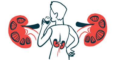 An illustration highlights the human kidneys, showing them both inside and outside the body of a person seen from behind while drinking from a glass.