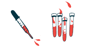 A dropper hovers next to three vials of blood.