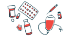 An illustration shows different types of medications, from pills and tablets to injections and infusions.