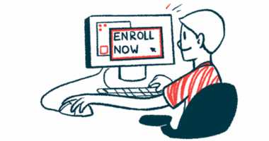 An illustration of a man sitting at a computer staring at the screen, which shows an internet page with the words 